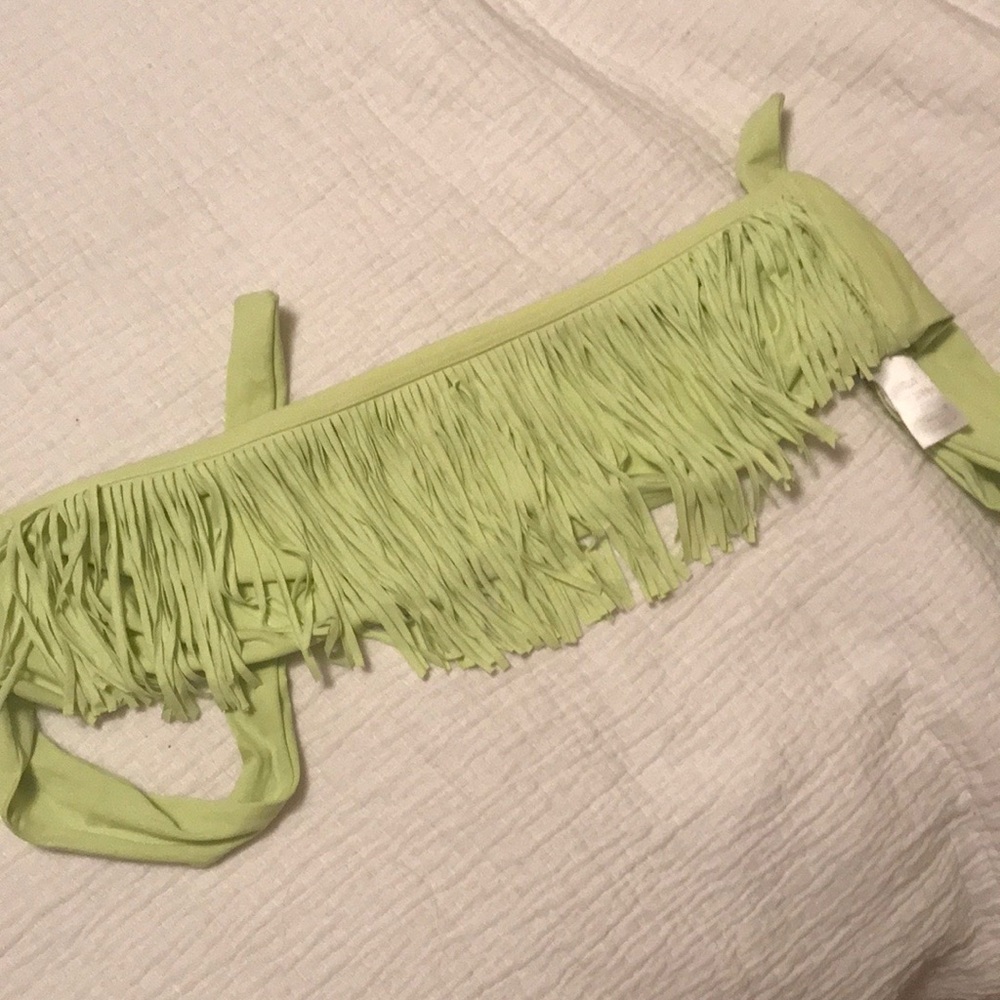 Lime green L space fringe bathingsuit top
